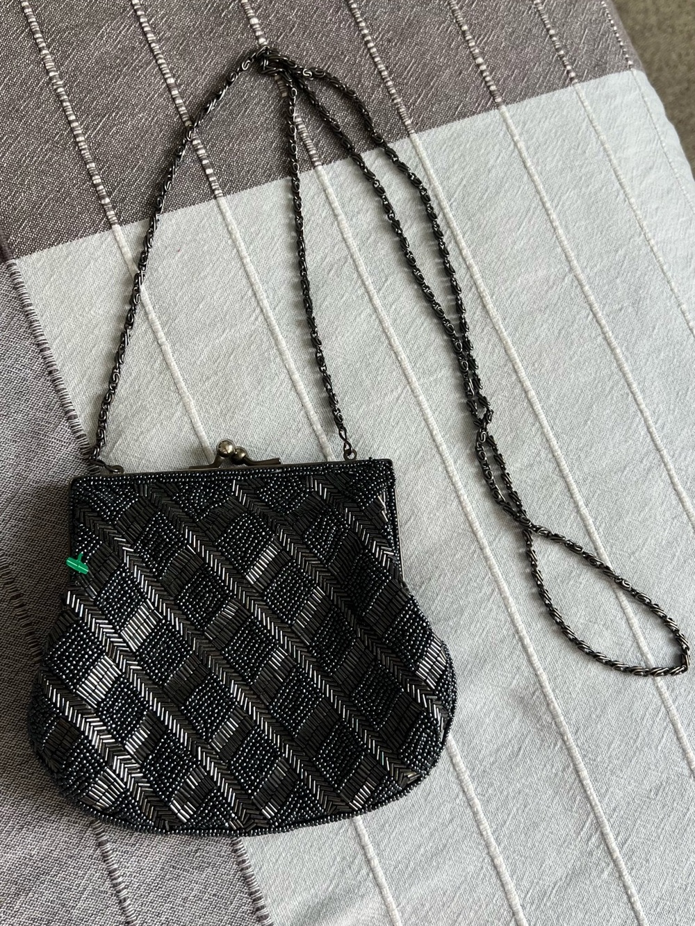 Black Beaded Evening Crossbody Bag